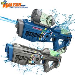 Gun Toys Electric Water Gun With Light Children Summer Outdoor Swimming Pool Water Toy Gun Automatic Continuous Shooting Gun 230614