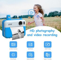 Camcorders 2.4Inch 8MP Children's Instant Po Printing Camera Thermal Printer Kids Digital Video Boy's Birthday Gift