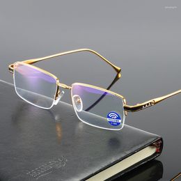 Sunglasses Anti-blue Flat Glasses Reading HD Half Frame Metal Scratch Eye For Men