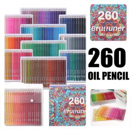Pencils Brutfuner 260 Colours Professional Wood Oil Coloured Pencils Set Artist Painting Sketching Colour Pencil For School Art Supplies 230614