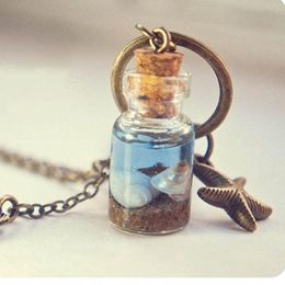 Chains Ocean In A Bottle Necklace Shell Mermaid Nautical Jewelry Unique Gifts For Women Inspired