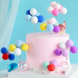 New 8Pcs Ball Bundle Cake Toppers Colorful Clay Balloon Cake Topper Decorating Tools For Party Baby Shower Birthday Cake Decorations