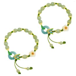 Link Bracelets 2pcs Lucky Braided Bracelet Love Friendship Birthday Gift DIY Crafts Adjustable Length Fashion Jewellery Women Girls Peach