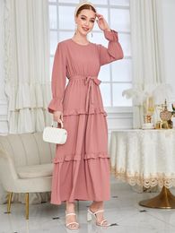 Ethnic Clothing Eid Muslim Women Ruffle Dress Abaya Party Dresses Ramadan Abayas Caftan Kaftan Elegant Vestidos Morocco Turkey Islam Casual