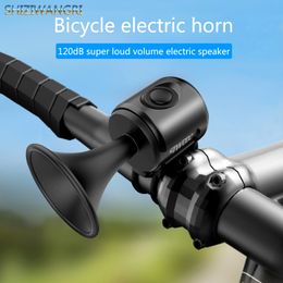 Bike Horns Bike Electronic Loud Horn Bicycle 120 db Warning Safety Electric Bell Bike Siren Bicycle Handlebar Alarm Ring Bike Accessories 230614