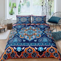 Bedding sets Fanaijia Bohemian Flower 3D Print Bedding Sets Luxury Mandala Comforter Duvet Cover Pillowcase Geometric Lines Queen King Size 230614