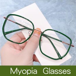 Sunglasses Ladies Large Frame Finished Myopia Glasses Trendy Clear Lens Eyewear Diopter Oversized Anti-blue Eyeglasses Degree 0 To -4.0