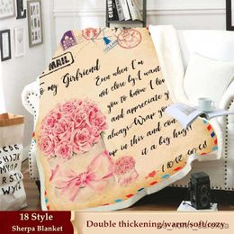 Blanket Pink rose letter design blanket My Warm soft for bed sofa bedspread throw blanket R230615
