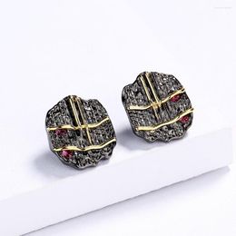 Stud Earrings High Quality Ethnic Style Pomegranate Ruby Modern Earring 925 Silver Women's Jewellery Creative Black Gold Two-tone