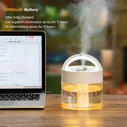 Humidifiers Wireless Air Humidifier 1000ML Water Diffuser 3000mAh Rechargeable Ultrasonic Cool Mist USB Humidificador