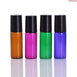 400pcs Refillable 5ml ROLL ON GLASS BOTTLES ESSENTIAL OIL Steel Metal Roller ball fragrance PERFUMEshipping Ugfre