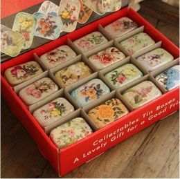 Storage Boxes Bins 32 Piecelot Vintage Cartoon Tin Box 5.5*4*2.5cm Candy Pill Chutty Mini Storage House Decoration Collectables Display 230614