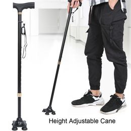 Other Health Beauty Items Height Adjustable Aluminum Alloy Cane With T Handle 4pronged Pivot Base for All Terrain Grip Crutches folding walk senior 230614