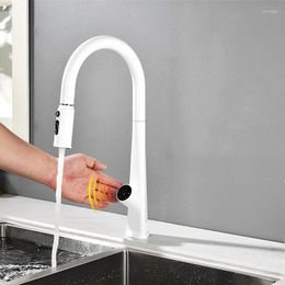 Kitchen Faucets Smart Touch Temperature Digital Display Faucet Single Handle Pull Out Spout Sensor Water Mixer