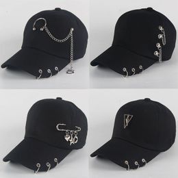 s Fashion hip hop cotton baseball cap Creative Piercing Ring Caps Punk Adult Casual Solid Adjustable Unisex hat hats 230614