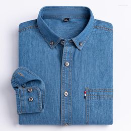 Men's Casual Shirts Denim Men's Long Sleeve Fashion Slim Fit Pocket Pure Cotton Men Shirt
