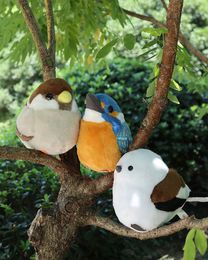 Plush Dolls 13CM High Cute Sparrow Birds Plush Toys Soft Realistic Titmouse Kingfisher Stuffed Animals Toy Doll Gifts 230614