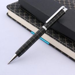 Luxury High Quality Silver Lattice Smooth Velvet Frosted Line Black Metal Ballpoint Pen Stationery Office Supplies