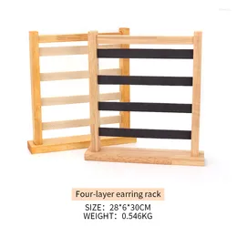 Jewellery Pouches High Quality Wood Four Layer Earring Display Stand For Female Pendent Ring Bracelet Jewellery Showcase Rack Organisers