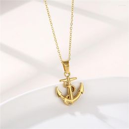 Chains HIYEE Stainless Steel O Chain Boat Anchor Pendant Necklace Party Dating Wear Non-Fading Waterproof Bangles For Men And Women