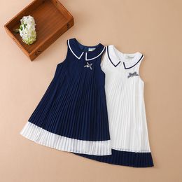 Girl's Dresses Girls' Dress Summer Chiffon Pleated Dress Children's Sleeveless Dress Fashionable Baby White Princess Dress 230614