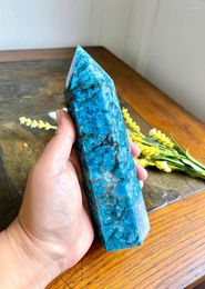 Decorative Figurines Natural Blue Apatite Tower Stone Obelisk Crystal Healing Point Home Decoration