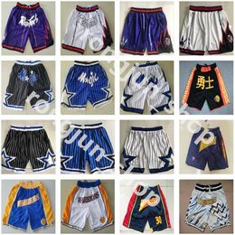 2023 Team Basketball Shorts Just Don Wear Sport Pant With Pocket Zipper Sweatpants Hip Pop Blue White Black Purple Green Red Man Stitched Size S-XXL