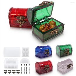 Jewelry Pouches 1 Set Silicone Epoxy Resin Storage Box With Locks Screws Reusable DIY Treasure Chest Casting Case Making