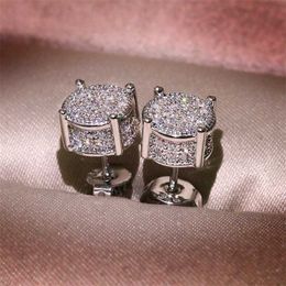 Choucong Hip Hop Stud Earring Vintage Jewellery 925 Sterling Silver Yellow Gold Fill Pave White Sapphire CZ Diamond Sparkling Women Men Earrings For Lover Gift L3J4