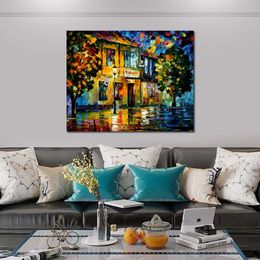 City Rhythms Wall Art on Canvas Little Square Handcrafted Contemporary Painting for Entryway