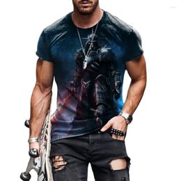 Herren T-Shirts 2023 Europa und die Vereinigten Staaten Burst Fashion Muscle Herren Sommer Rundhals 3D-Druck T-Shirt Mesh Loose Kurzarm