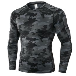 Men's T-Shirts Men's Camouflage Long Sleeve Compression Running T Shirt Men Rashgard Quick Dry Gym Fitness Outdoor Sports Tights Sportswear 230615