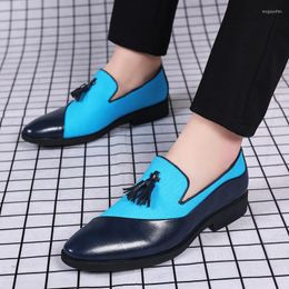 Dress Shoes Men Slip On Office Wedding Pointed Toe Leather Luxury Italian Style Formal Party