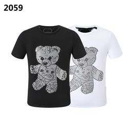 Phillip Plain Summer Men's skull Rhinestone T-shirt Beads Fashion Designer Men's T-shirt Top qp Letter Embroidery Men's Women's Clothing Short Sleeve T-shirt 2059