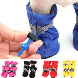 Pet Protective Shoes 4pcsset Waterproof Pet Dog Shoes Chihuahua Anti-slip Rain Boots Footwear For Small Cats Dogs Puppy Dog Pet Booties 230614