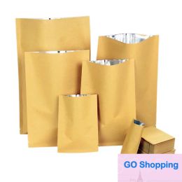 100pcs open top vacuum seal kraft brown paper package bags heat seal valve packing bags food storage packaging pouch bags Wholesale