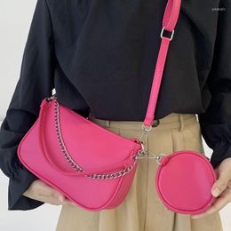 Evening Bags Soft PU Leather Women's Underarm Bag Fashion Female Chain Shoulder Crossbody Simple Ladies Handbags With Round Coin Purse