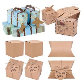 Gift Wrap 10Pcs Kraft Paper Mini Travel Suitcase Candy Box Wedding Birthday Supplies Christmas Chocolate Packaging