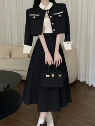 Work Dresses Korean Elegant Fashion Ol 2 Piece Sets High Quality Small Fragrance Two Set Women Short Jacket Coat Long Skirt Suits