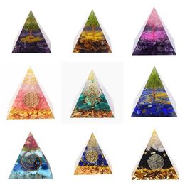 Tree Of Life Orgone Pyramid Decor Amethyst Peridot Healing Crystal Energy Generator Orgonite Protect Meditation Tool Tqupa