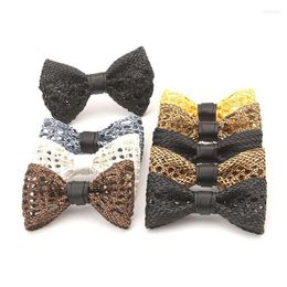 Bow Ties Handmade Men Hollow Out PU Leather Rattan Weaving Chic Tie Necktie Luxury Women Wedding Business Party Suit Neckwear Bowtie