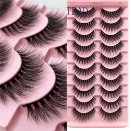 Makeup Tools 10 pairs Handmade 3d mink lashes short False Eyelashes Cross Messy Dense Natural Eye Lashes Stage H13 230614