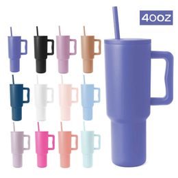New Stock warehouse 40oz Mugs Sublimation Tumbler With Handle Lids Straw Stainless Steel Coffee Big Capacity Beer Wine Water Bottle Camping Cup Drinking E B5