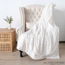 Blanket 152X 127cm Thick Double Layer Sherpa Fleece Throw Blanket Fur Plush Blanket for Bed Sofa Travel R230615