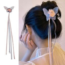 Hair Clips Chinese Clip Flower Shape Claw With Long Ribbon For Spring Summer High Teens