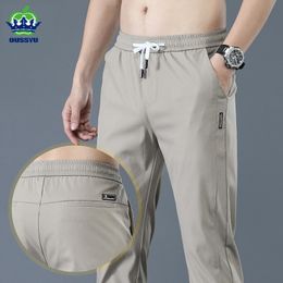 Mens Pants OUSSYU Brand Spring Summer Casual Slim Pant Straight Thin Trousers Male Fashion Stretch Khaki Jogging 2838 230614
