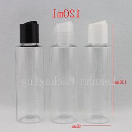 120ml empty transparent lotion cream plastic cosmetics packing bottle with disc top cap,4 OZ PET bottle for essential oil lotion Faopl