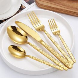 Dinnerware Sets 30 Pcs Luxury Golden Cutlery Set Tableware Black Dinner Fork Knife Silverware For 6 Flatware 24 Drop