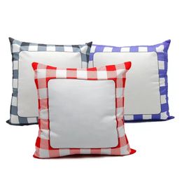 Sublimation Grid Case Blank White Pillow Cushion Covers Polyester Heat Transfer Square Throw Pillowcase For Bench Couch Sofa 40*40Cm 0523