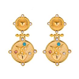Dangle Chandelier Minar Unique Multicolor CZ Cubic Zirconia Clock Earrings 18K Gold Plated Brass Long Pendant Earring for Women Jewellery 230614